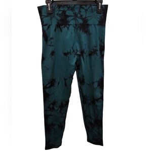 Tie-Dye Teal & Black Leggings